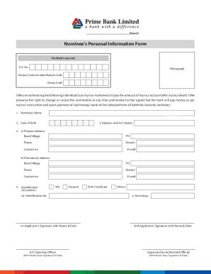 Fillable Online Nominee Information Form Fax Email Print Pdffiller