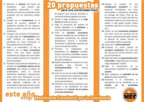 Propuestas Movimiento Estudiantil Por La Conciencia