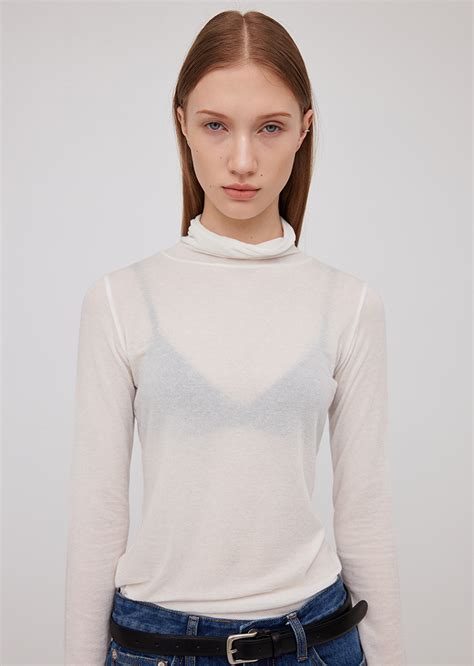 4TH RE ORDER Sheer Turtle Neck T White HAVEC