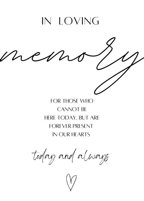 In Loving Memory Wedding Sign Etsy