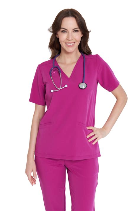 Women S Medical Blouse Scrubs Basic MAGENTA Good Price Online Store