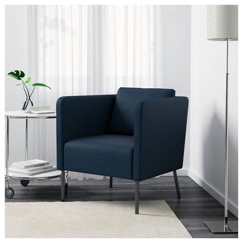 EkerÖ Armchair Skiftebo Dark Blue Ikea In 2020 Blue Accent Chairs