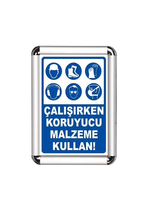 Koruyucu Malzeme Kullan A3 Cerceveli Uyarı Ve Yönlendirme Levhası