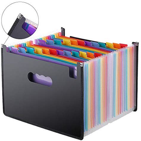 Expanding File Folder 24 Pockets Multi Color Accordion A4 Document