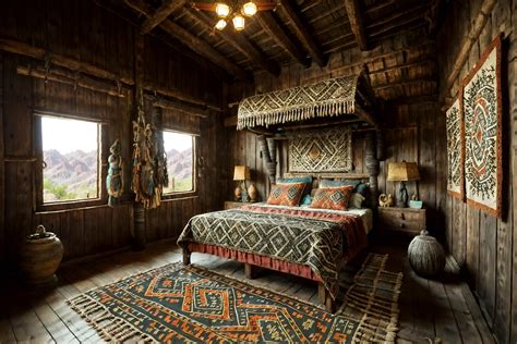 Tribal-style Attic Interior . With Sculptures And Artworks And Tribal ...