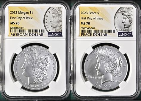 Coin Set Morgan And Peace Silver Dollar Ngc Ms First Day Of