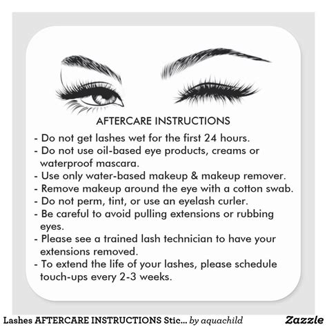 Printable Lash Aftercare