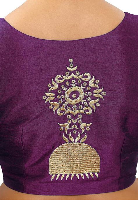 Buy Embroidered Dupion Silk Blouse In Purple Online UVE178 Utsav