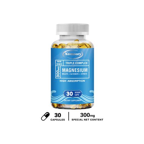 Xemenry Triple Magnesium Complex 300 Mg Magnesium Glycinate Malate At Magnesium Citrate Para