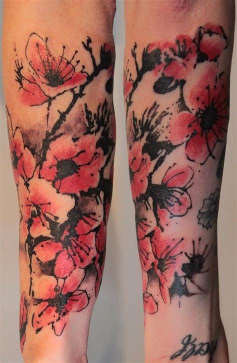 Cherry Blossom Half Sleeve Tattoo By Gene Coffey Tattoonow