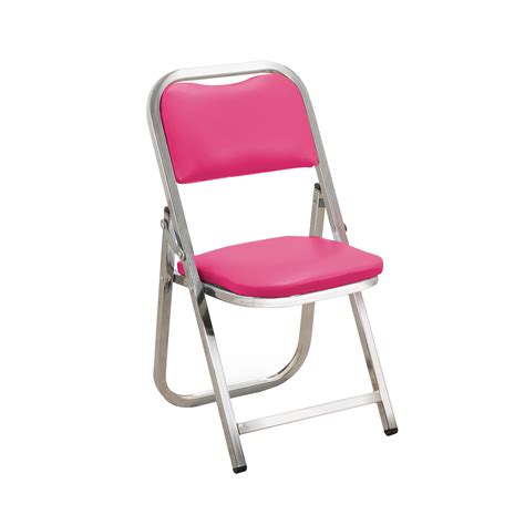 Silla Infantil Plegable Acojinada Cromada Vinil Rosa Midas Mobiliario