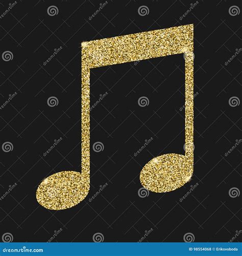 Musical Notes Icon With Glitter Effect Isolated On Black Background