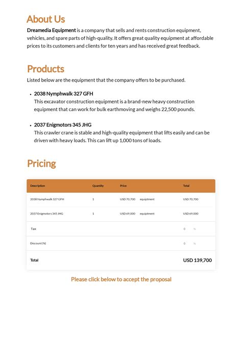 Pricing Proposal Template Word