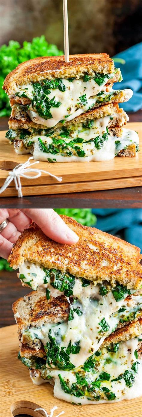 Vegan Spinach Pesto Grilled Cheese A Melty Plant Based Delight