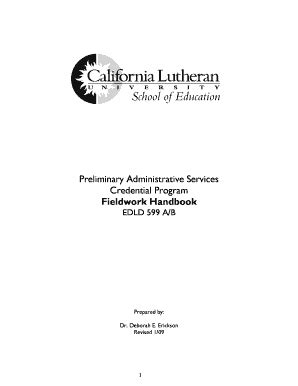 Fillable Online Callutheran Fieldwork Handbook California Lutheran