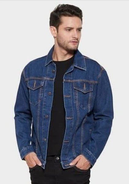 Jual Jaket Jeans Biru Tua Oversize Denim Jins Biowash Bahan Tebal Warna