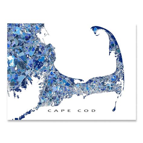 Cape Cod Map Print Massachusetts Usa City Street Art