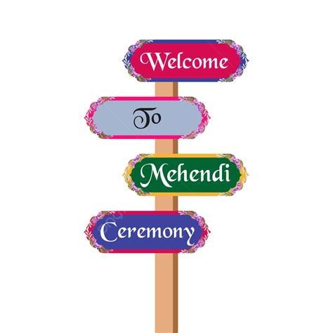 Mehendi Ceremony Wedding Sign Decor Board Label Vector Free Mehendi