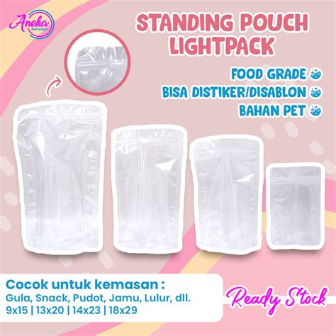 Jual 1 PACK ISI 10 PCS Standing Pouch Transparan Kpack Plastik Klip