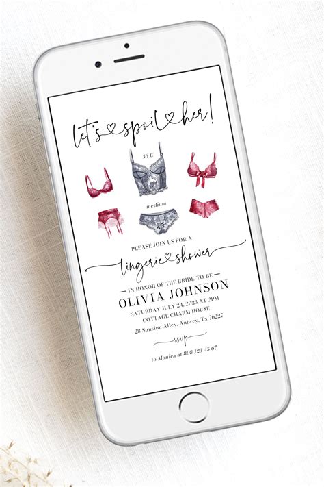 Digital Lingerie Shower Invitation Let Spoil Her Lingerie Bridal