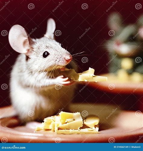 Mouse Eating Cheese, an Unwelcome Guest in Our Kitchen Stock ...