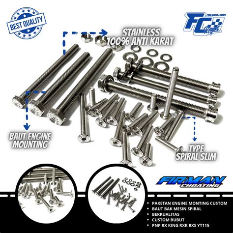 Jual PAKETAN BAUT SPIRAL ENGINE MONTING BAUT BAK MESIN RX KING RXK