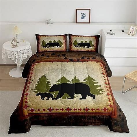 Bear Comforter Set Queen Size Rustic Farmhouse Bear Wildlife Bedding ...