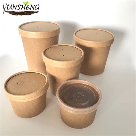 Microwavable Disposable Food Container Packaging Kraft Paper Soup Cup