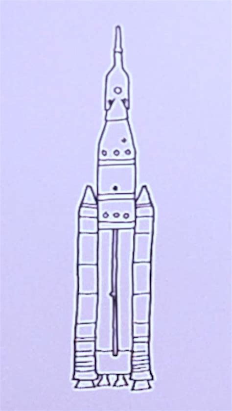 How to draw NASA Artemis Mission Rocket (SLS Block 1)