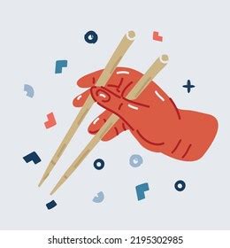 Cartoon Vector Illustration Hand Holding Chopsticks Stock Vector