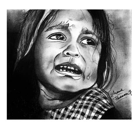 Anand Padman: crying girl (pencil work)