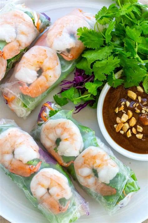 Shrimp Spring Rolls with Peanut Dipping Sauce - Jessica Gavin