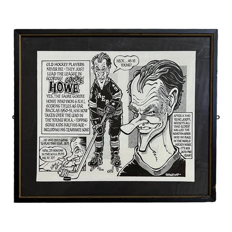 Gordie Howes Framed Editorial Cartoon Lot Nhl Auctions