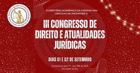 Iii Congresso De Direito E Atualidades Jur Dicas Dafa Online Sympla