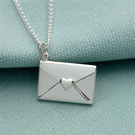 Personalised Silver Envelope Necklace With Engraved Insert Etsy