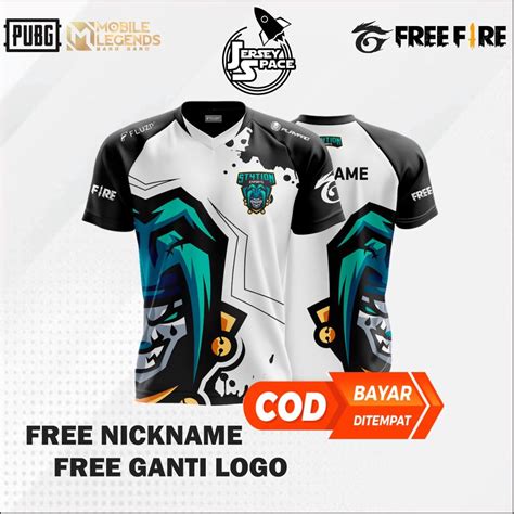 Jual Jersey Baju Kaos Gaming Free Nickname Logo FREE FIRE PUBG MLBB