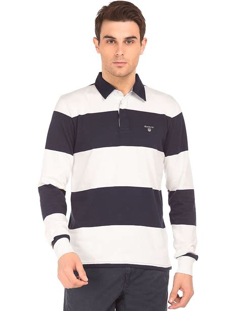 Buy Gant Men Striped Long Sleeve Polo Shirt