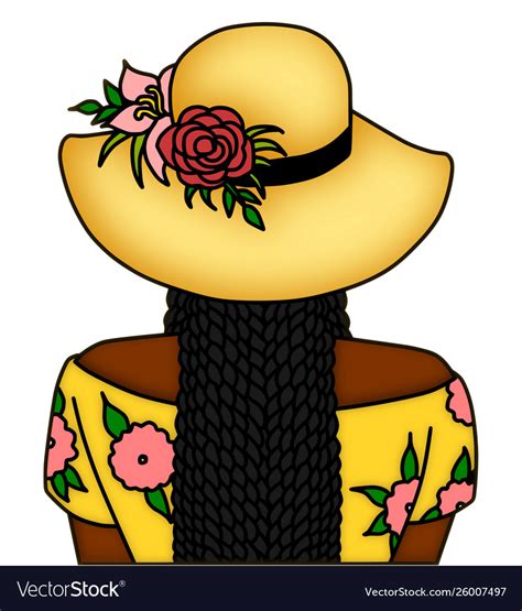 Sun Hat And Braids African American Woman Vector Image