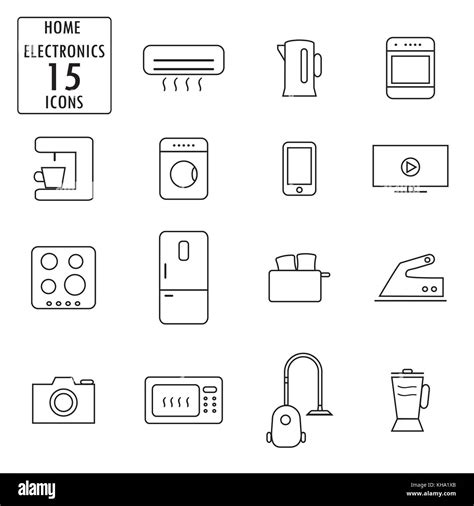 Set Of Household Appliances Iconsthin Line Vector Stock Vector Image And Art Alamy