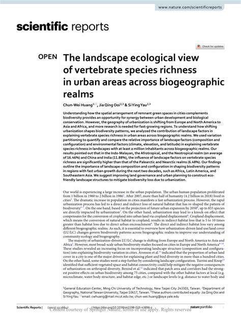 Pdf The Landscape Ecological View Of Vertebrate Species Richness In