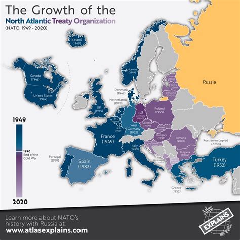 The Growth of NATO, 1949 to 2020 : r/MapPorn