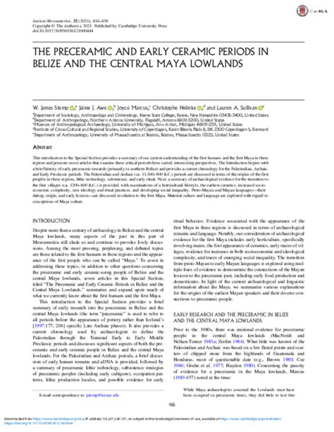 Pdf The Preceramic And Early Ceramic Periods In Belize And The