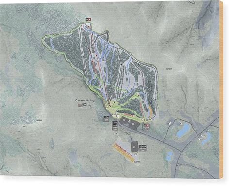 Canaan Valley Ski Trail Map - Wood Print | Powderaddicts