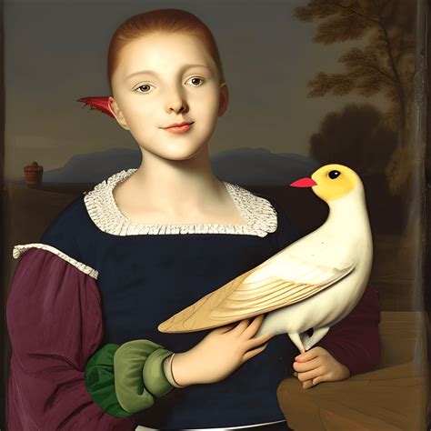 Beautiful 1600s Girl Holding A Bird · Creative Fabrica