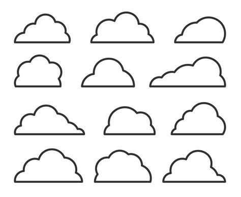 Ensemble D icônes De Fine Ligne Noire De Nuages Aperçu Du Réseau De