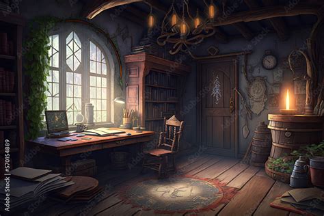 Wizard Room Fantasy Interior 3d Render Stock Illustration Adobe Stock