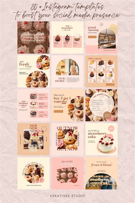 Instagram Posts Story Cake Shop Templates Canva Templates Bakery