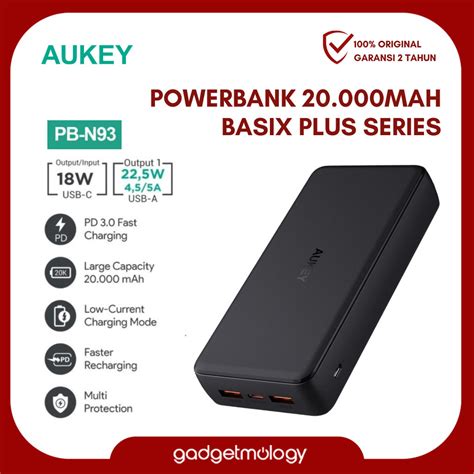 Jual AUKEY Powerbank Basix Plus PB N93 20000mah USB A Type C PD 3 0