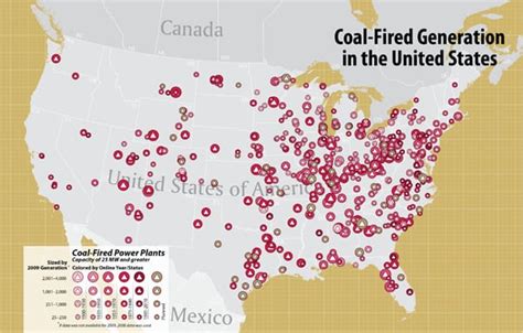 Map Of Coal Fired Generation In The United States