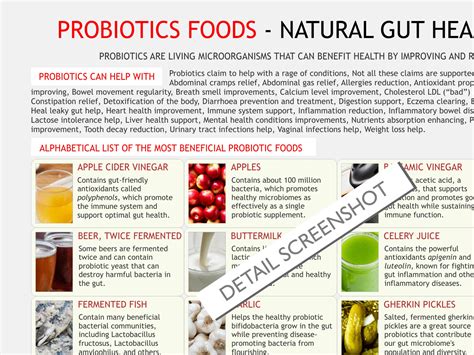 Probiotic Foods Chart Digital Download Pdf High Probiotic Food Probiotic Diet Inflammatory